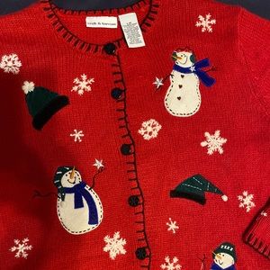 Christmas red cardigan ugly Xmas sweater